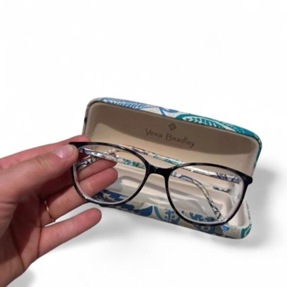 Vera Bradley Eyeglass Frames Blue White Floral Pattern with Matching Hard Case